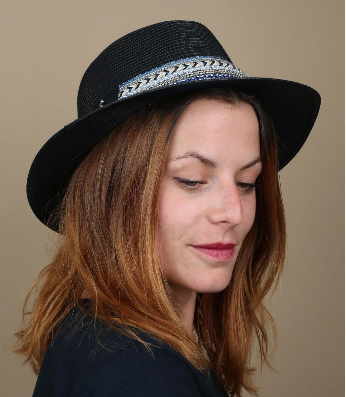 navy blue straw hat Debby navy